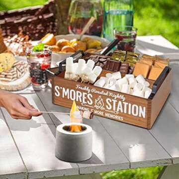 COZYYROME S'Mores Station, Farmhouse S'Mores Bar Holder with Handles, Smores Caddy, Smores Accessori...