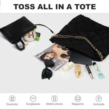 PS PETITE SIMONE Puffer Tote Bag for Women Large Puffy Purse for Work Travel Everyday