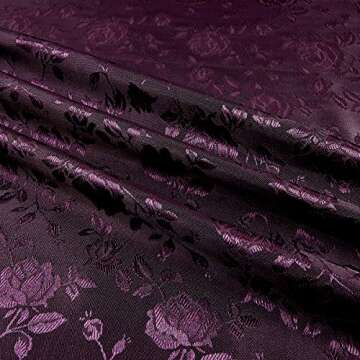 Rose Satin Jacquard Plum Fabric - Elegant & Stylish for Any Occasion