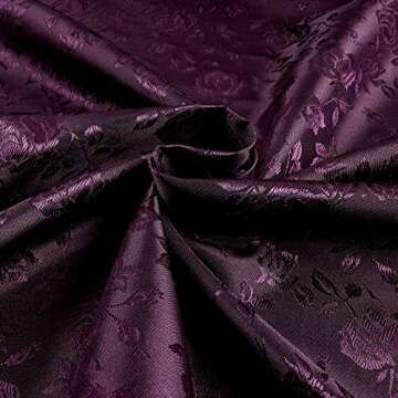 Rose Satin Jacquard Plum Fabric by the Yard