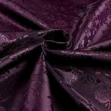 Rose Satin Jacquard Plum Fabric by the Yard
