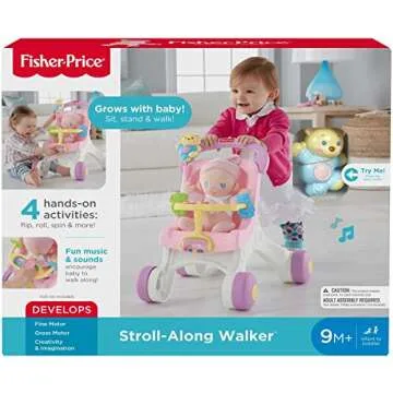 Fisher-Price Brilliant Basics Stroll-Along Walker, Pink