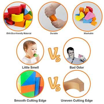 Mini Tudou 137 PCS Foam Blocks for Toddlers, Soft Stacking Building Block Toys Set for Kids, Boys and Girls