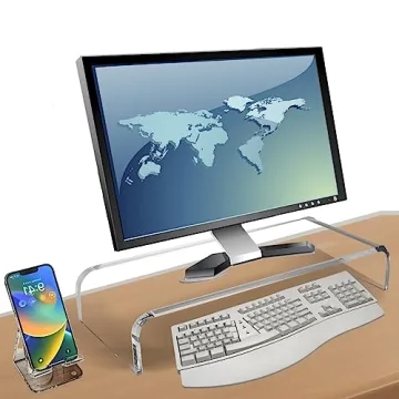 Elegant Acrylic Monitor Stand Riser with Bonus Accessories