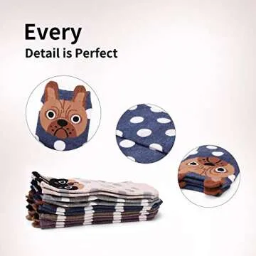 5 Pairs Women's Fun Socks Cute Dog Animals Funny Funky Novelty Cotton Gift (Dog and Dot),One Size