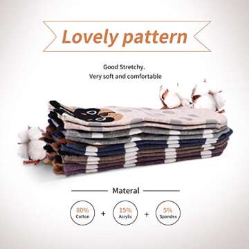 5 Pairs Women's Fun Socks Cute Dog Animals Funny Funky Novelty Cotton Gift (Dog and Dot),One Size