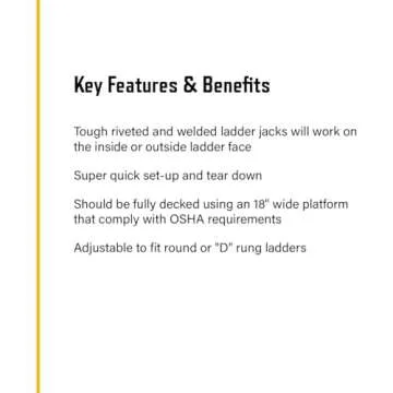 Guardian Fall Protection 2430 Aluminum 3 Rung Long Body Ladder Jack,Silver