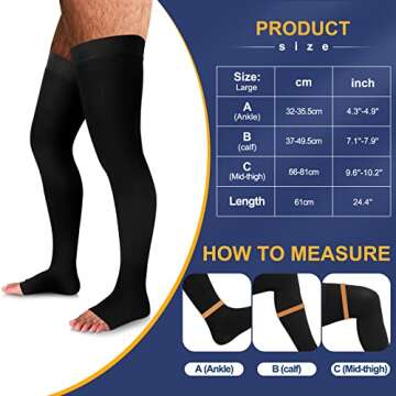 Zhanmai 2 Pairs Thigh High Men's Compression Socks