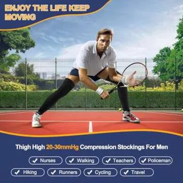 Zhanmai 2 Pairs Thigh High Men's Compression Socks