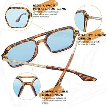 Hycredi Retro 70s Aviator Sunglasses with UV Protection