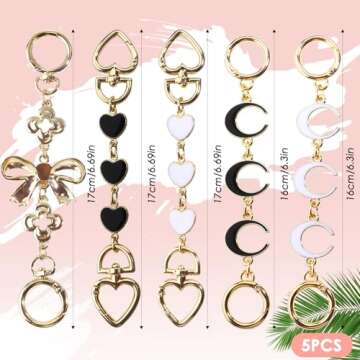 Tiparts Purse Extender Chain Purse Charms 5Pcs Bag Extender Chain Alloy Purse Strap Extender for Han...