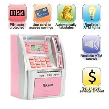 2024 Upgraded ATM Piggy Bank for Real Money for Kids with Debit Card, Bill Feeder, Coin Recognition,...
