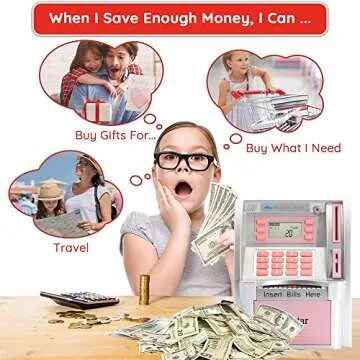 2024 Upgraded ATM Piggy Bank for Real Money for Kids with Debit Card, Bill Feeder, Coin Recognition, Balance Calculator, Digital Electronic Savings Safe Machine Box, Gift for Boys Girls 3+