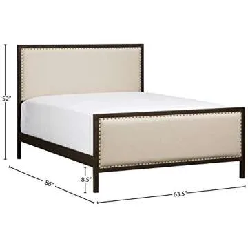 Amazon Brand – Stone & Beam Avondale Nailhead Trim Queen Bed with Headboard, 63.5"W, Stone