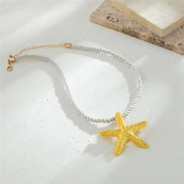 Rrdaily Starfish Fringe Boho Necklace for Women