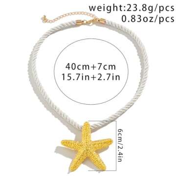 Rrdaily Starfish Fringe Boho Necklace for Women