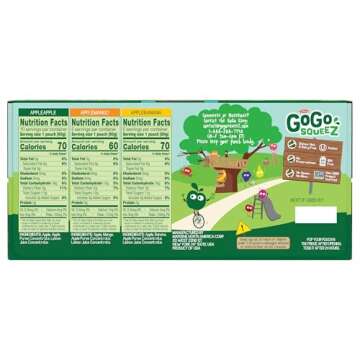 GoGo squeeZ Applesauce and Fruit Puree Variety Pack, Apple, Mango & Banana, 3.2 oz (Pack of 20), Unsweetened Fruit Snacks for Kids, Gluten Free, Nut Free and Dairy Free, BPA Free Pouches