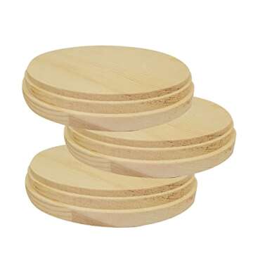 Round Wooden Plaques for Crafts, Natural Pine Unfinished Wood Plaque, Great Wood Base for DIY Craft Projects & Home Decoration - 4" inch - 2 Pcs.