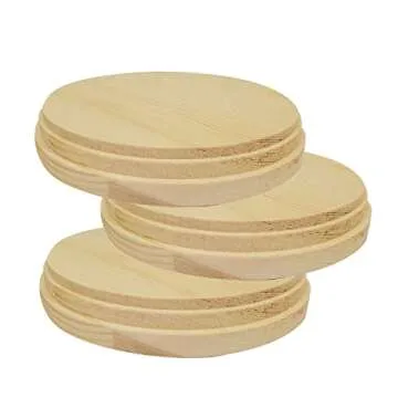 Round Wooden Plaques for Crafts, Natural Pine Unfinished Wood Plaque, Great Wood Base for DIY Craft Projects & Home Decoration - 4" inch - 2 Pcs.