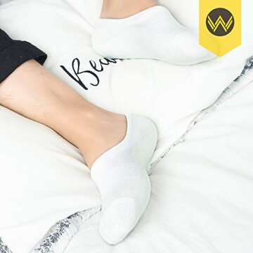 WANDER No Show Socks 10 Pack Cotton Non Slip Low Cut Invisible Loafer Socks Men&Women Boat Liner(10 Pairs White, Sock Size:9-11)