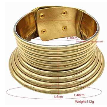COLIN COLIN African Jewelry Statement Chokers Women Chunky Leather Collar Necklace (Gold)