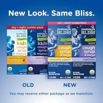 Mommy's Bliss Organic Cough Syrup & Mucus for Kids, Day and Night Combo Pack with Vitamin C and Immu...