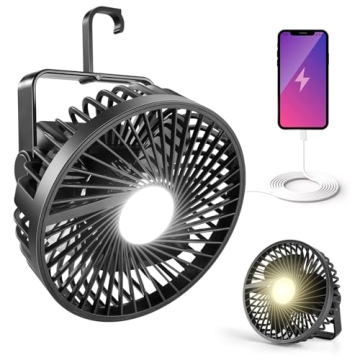 Odoland Camping Fan & LED Lantern - Rechargeable, Portable Cooler