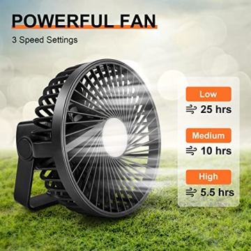Odoland Rechargeable Camping Fan with LED Lantern Portable