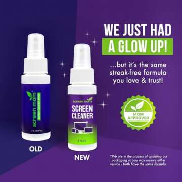 Screen Cleaner Spray and 2 Microfiber Cloths - 2oz Bottle by Screen Mom-Screen Cleaner Spray and Wip...