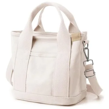 Stylish Small Tote Bag with Zipper for Women – Canvas Crossbody & Shoulder Bag