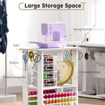 Crafit Sewing Table, Sewing Side Desk with Thread Holder Portable 3-in-1 Multi-functional Sewing Mac...