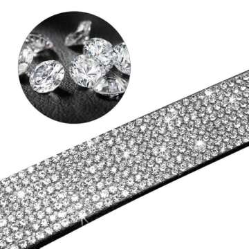 Haoyueer Rhinestone Dog Collar, Cute Dazzling Sparkling Soft Suede Leather Dog Cat Rhinestone Collar Crystal Diamond Pet Dog Puppy Collar(Hot Pink,L 38-46 cm)