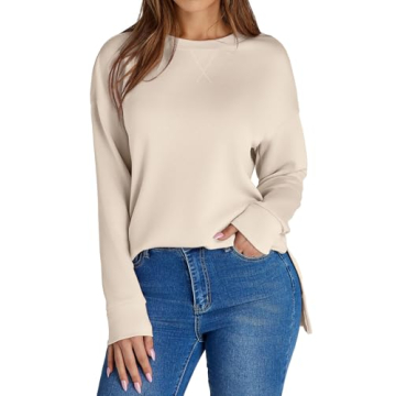 Glamaker Women's Cozy Long Sleeve Khaki Sweatshirt