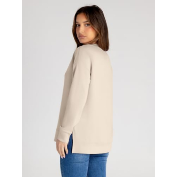 Glamaker Women's Cozy Long Sleeve Khaki Sweatshirt