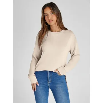 Glamaker Women's Cozy Long Sleeve Khaki Sweatshirt