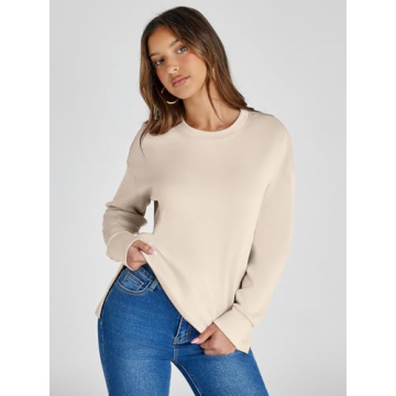 Glamaker Women's Cozy Long Sleeve Khaki Sweatshirt