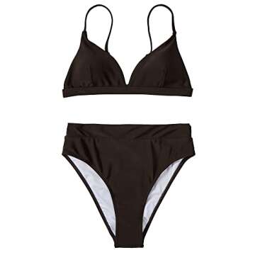 SUUKSESS Women High Waisted High Cut Bikini Sets Sexy Triangle Two Piece Swimsuits Push Up Bathing Suits (Deep Brown, L)