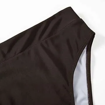 SUUKSESS Women High Waisted High Cut Bikini Sets Sexy Triangle Two Piece Swimsuits Push Up Bathing Suits (Deep Brown, L)