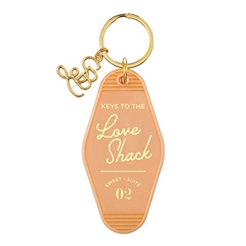 Santa Barbara Design Studio Keychain Vintage Motel Key Tag 3.5" Love Shack Orange