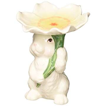 Cosmos 10590 Fine Porcelain Bunny Candy/Candle Holder, 3-3/4-Inch,White