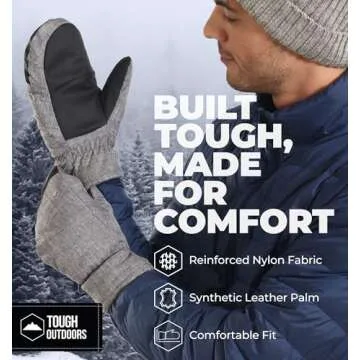 Tough Outdoors Adult Winter Ski Mittens for Women and Men - Mens Womens Waterproof Insulated Snowboard Gloves for Snowboarding - Extreme Cold Weather Snow Glove Mitten - XS/Small