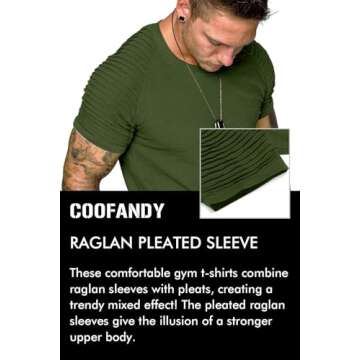 COOFANDY Men Crew Neck Casual Tee Summer Short Sleeve Tshirt Fashion Gym Workout T Army Green