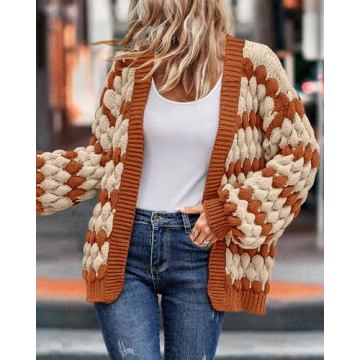 KIRUNDO Women's Chunky Knit Cardigan Stylish Cozy Fall Winter
