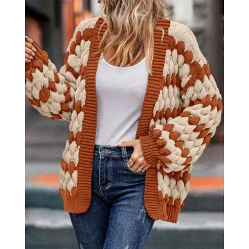KIRUNDO Women's Chunky Knit Cardigan Stylish Cozy Fall Winter