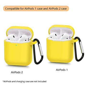AirSha Compatible for AirPods Case with Keychain,[Support Wireless Charging],Shockproof Protective Silicone Cover Skin for AirPods Charging Case 2 & 1 (Yellow)