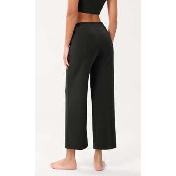ODODOS Women's Modal Soft Wide Leg Cropped Pants with Pockets Adjustable Shockcord High Waist Casual...