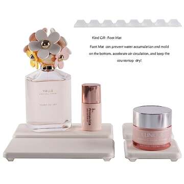 YEECOPON Set of 4 Vanity Trays, Water Absorbing Diatomite coasters, Stone tray Used for Soap Bottle & Toiletries in Kitchen & bathroom