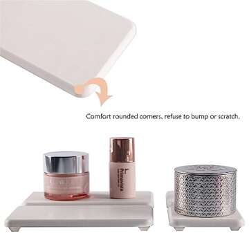 YEECOPON Set of 4 Vanity Trays, Water Absorbing Diatomite coasters, Stone tray Used for Soap Bottle & Toiletries in Kitchen & bathroom