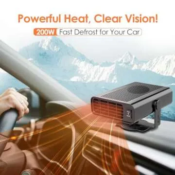 200W Car Heater,12V Heater for Car Portable Car Heater that Plugs Into Cigarette Lighter Electric Car Heaters Defroster Fans, Fast Heating Defrost Defogger with Plug in Cigarette Lighter