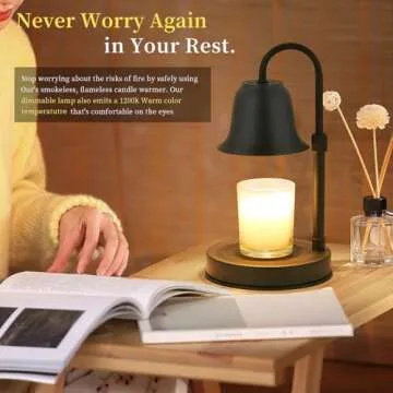 Youbetia Dimmable Candle Warmer Lamp - Height Adjustable Candle Warmer, Candle Lamp for Large Size Jar Candles, Electric Candle Wax Warmer Lamp with 2 Bulbs(Black)